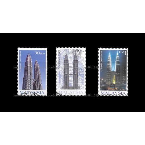 1999 Malaysia Petronas Twin Towers (KLCC) Set of 3pcs stamps CTO Used no gum Fine