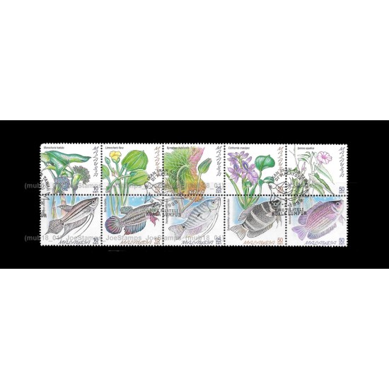1999 Freshwater Fishes of Malaysia Set of 10v stamps CTO Used no gum Fine