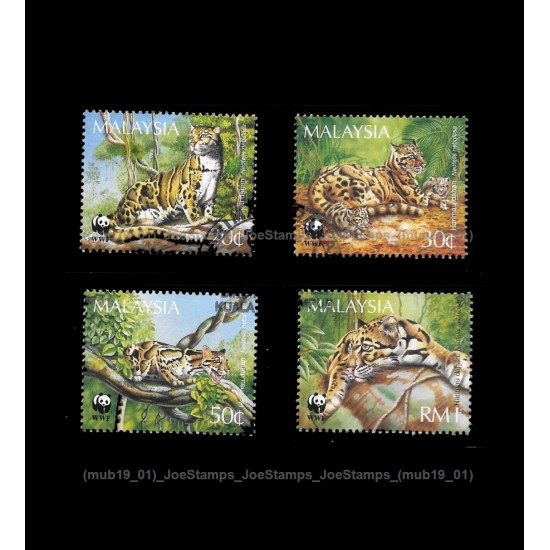 1995 Malaysia Clouded Leopard WWF Set of 4pcs stamps CTO Used no gum Fine