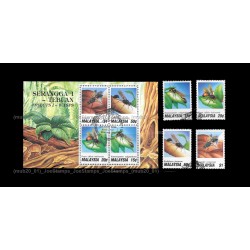 1991 Malaysia Insects (S1) Wasps MS and Stamps set CTO Used no gum Fine