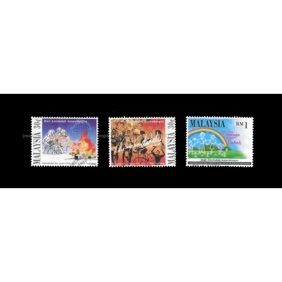 1996 Malaysia Int Day Against Drug Abuse & Illicit Trafficking Set of 3pcs stamps CTO Used no gum Fine