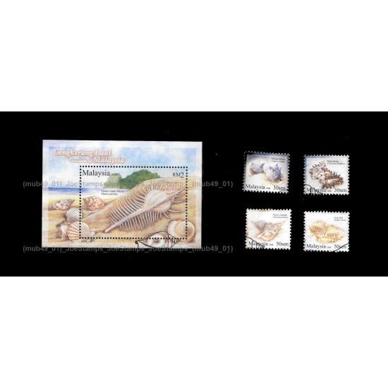 2008 Seashells of Malaysia MS and Stamps set CTO Used no gum Fine