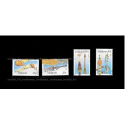 1987 Malaysia Musical Instrument Set of 4pcs stamps CTO Used no gum Fine