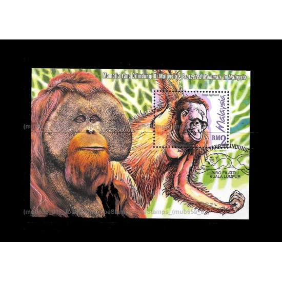 1999 Protected Mammals of Malaysia MS CTO Used no gum Fine