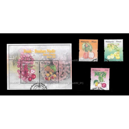 2006 Malaysia Rare Fruits S3 MS and Stamps set CTO Used no gum Fine