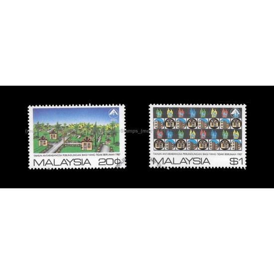 1987 Malaysia International Year of Shelter for Homeless Set of 2pcs stamps CTO Used no gum Fine