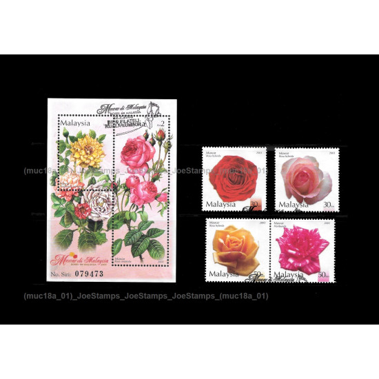 Roses in Malaysia (S1) MS and Stamps set CTO Used no gum Fine