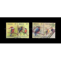 1993 Kingfishers (Birds) of Malaysia Set of 4v with 2 se-tenant pair stamps CTO Used no gum Fine