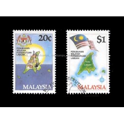 1984 Malaysia To mark the formation of Federal Territory of Labuan Set of 2pcs stamps CTO Used no gum Fine