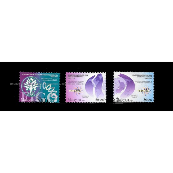 2006 Malaysia XVIII FIGO World Congress of Gynaecology & Obstetrics Set of 3pcs stamps CTO Used no gum Fine