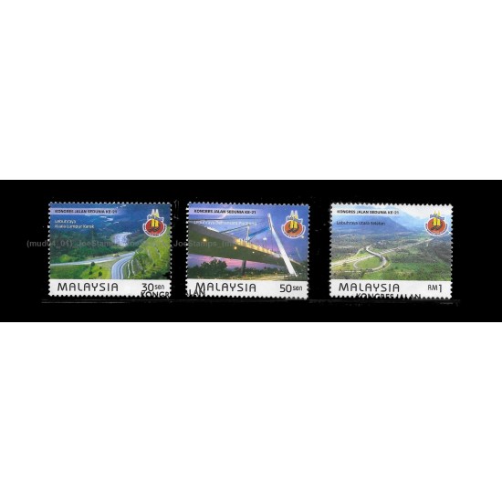 1999 Malaysia World Road Congress Kuala Lumpur Set of 3pcs stamps CTO Used no gum Fine