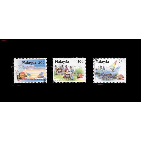 Visit Malaysia Year 1990 Set of 3pcs stamps CTO Used no gum Fine