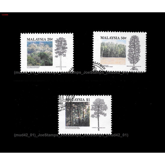 Malaysian Tropical Forest 1992 Set of 3pcs stamps CTO Used no gum Fine