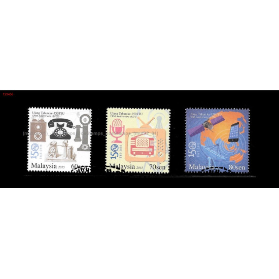 Malaysia 2015 150th Anniversary of International Telecommunication Union Set of 3pcs stamps CTO Used no gum Fine