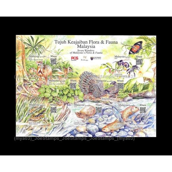 2016 Seven Wonders of Malaysia's Flora & Fauna Sheetlet with 7pcs of stamps MNH Fine