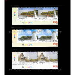 Lighthouses in Malaysia S2 2013 Set of 3pcs stamps plate 1A in pair MNH Fine