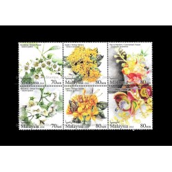 2016 Malaysia Scented Flowers S2 Set of 6v in se-tenant stamps MNH Fine