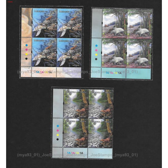 Malaysia 2010 Threatened Habitats Set of 3pcs stamps block-of-4 bo4 MNH Fine