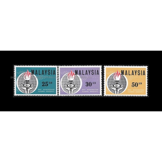 1964 Malaysia Eleanor Roosevelt Commemoration Set of 3pcs stamps MNH Fine