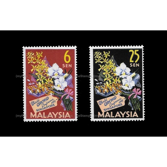 1963 Malaysia 4th World Orchids Conference Singapore Set of 2pcs stamps MNH Fine