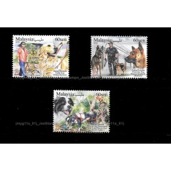 2018 Malaysia Animal with Various Special Roles Working Dogs Set of 3pcs stamps MNH Fine