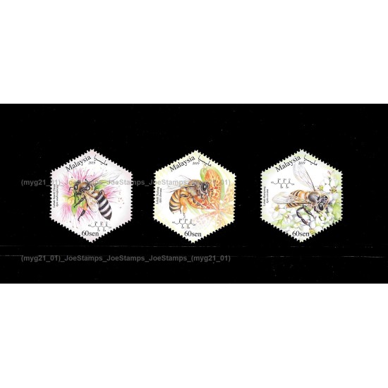 2019 Honey Bees in Malaysia Set of 3pcs stamps MNH Fine