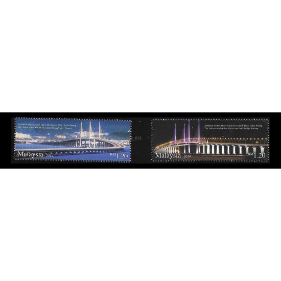 2014 Malaysia The Sultan Abdul Halim Mu'adzam Shah Bridge, Penang Set of 2pcs stamps MNH Fine