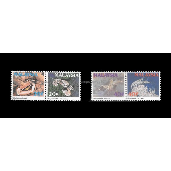 1989 Malaysia Marine Life (S2) Set of 4v with 2 se-tenant pair stamps MNH Fine