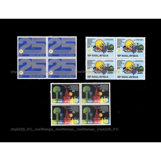 1981 Silver Jubilee of Malaysian National Committee of the World Energy Conference Set of 3pcs stamps in block-of-4 MNH Fine
