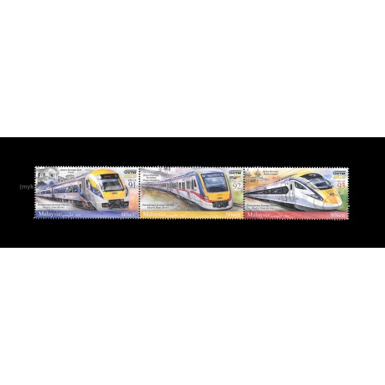 2018 Malaysia Electric Train Service Set of 3pcs in se-tenant stamps MNH Fine