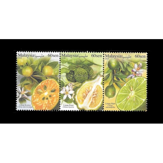 2018 Malaysian Citrus Set of 3pcs in se-tenant stamps MNH Fine