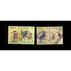 1993 Kingfishers (Birds) of Malaysia Set of 4v with 2 se-tenant pair stamps MNH Fine