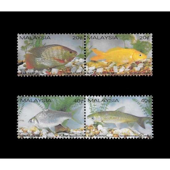1983 Malaysia Fresh Water Fish Set of 4v with 2 se-tenant pair stamps MNH Fine