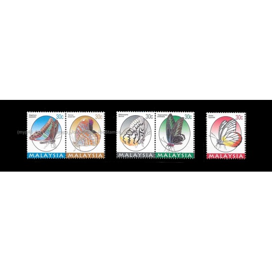 1996 Butterflies of Malaysia Istanbul World Stamp Exhibition Set of 5v with 2 se-tenant pair stamps MNH Fine
