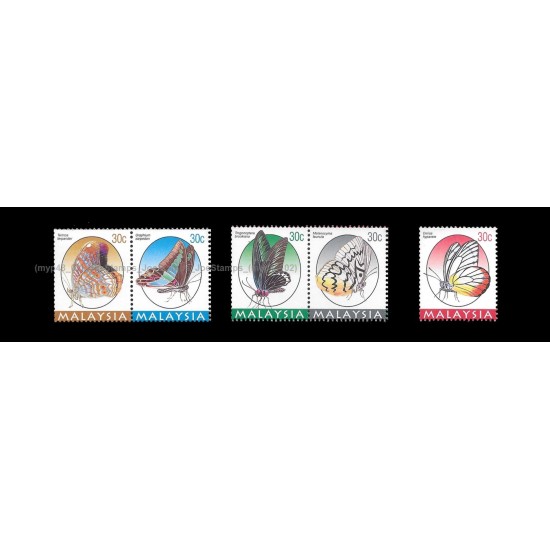 1996 Butterflies of Malaysia Istanbul World Stamp Exhibition Set of 5v with 2 se-tenant pair stamps MNH Fine