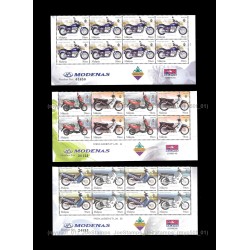 2003 Malaysia Motorcycles and Scooters - Bangkok 2003 World Philatelic Exhibition Set of 5v with 2 se-tenant pair in block-of-4 stamps MNH Fine