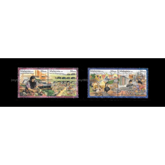 2010 Malaysia Local Markets Set of 4v with 2 se-tenant pair stamps MNH Fine