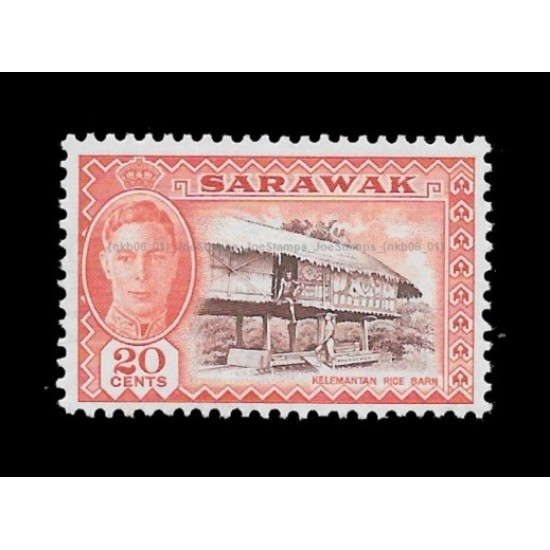 1950 Malaysia Sarawak KGVI Definitive Series 20c stamp MLH Good (Minor tone spots)