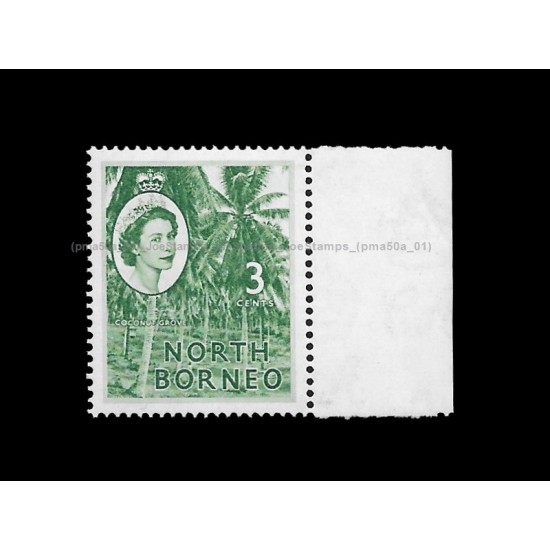 1954-1957 North Borneo QEII Definitive Series 3c MNH Fine