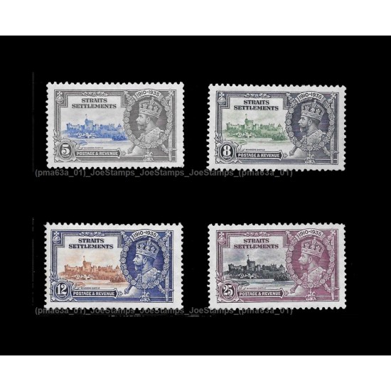 1935 Straits Settlements KGV Silver Jubilee Set of 4pcs stamps MLH Fine