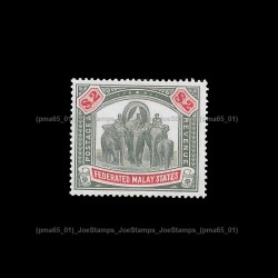 1922-41 Federated Malay States Tiger and Elephant Wmk Multiscript CA $2 stamp MLH Fine