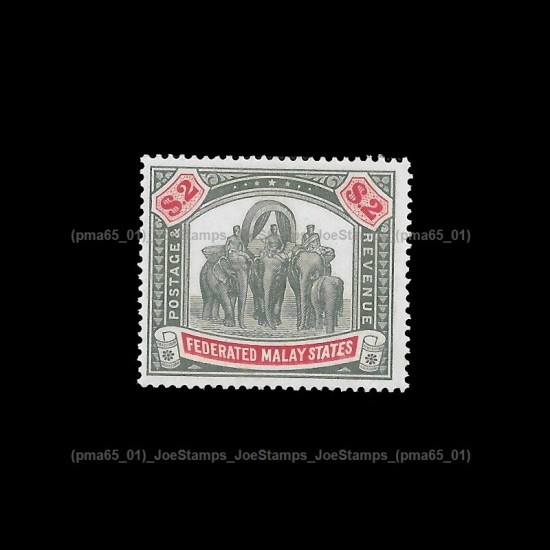 1922-41 Federated Malay States Tiger and Elephant Wmk Multiscript CA $2 stamp MLH Fine