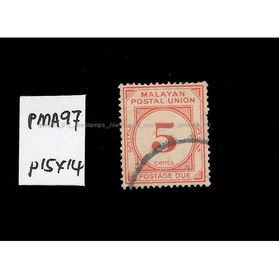 1945-79 Malayan Postal Union Postage Due New Values and Colors Wmk Multiscript CA 5c Used Fine