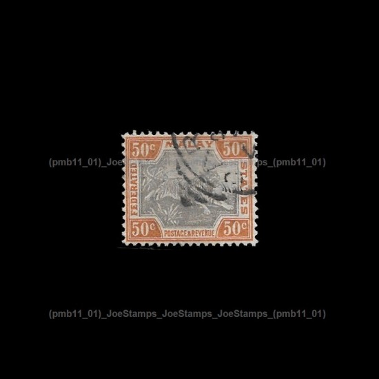 1922 Federated Malay States Tiger Wmk Crown CA 50c FINE USED SG22b ISC 22b grey-brown & orange-brown 50c Used Fine