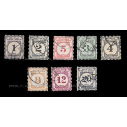 1951 Malayan Postal Union Postage Due Wmk Multiscript CA Set of 8pcs stamps Used Fine