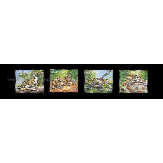 1995 Malaysia Clouded Leopard WWF Set of 4pcs stamps MNH Average (Toned & tone spots)